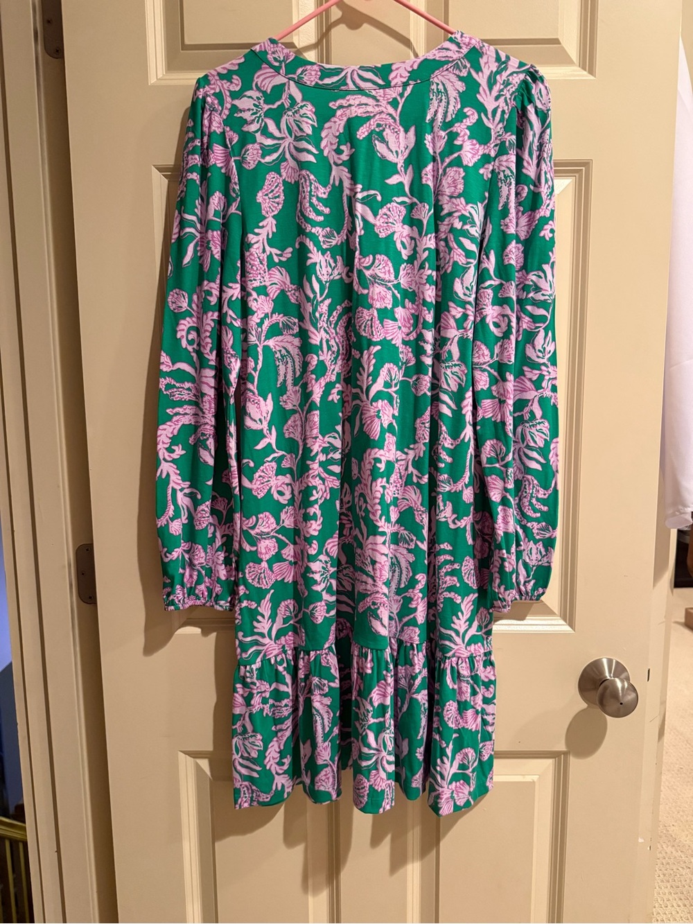 Lilly Pulitzer Green and Pink Floral Long Sleeve Dress - Picture 4 of 6
